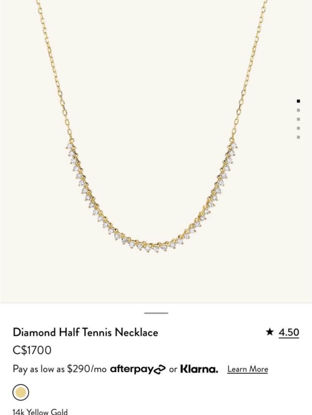 Mejuri Yellow Gold Diamond Half-Tennis Necklace